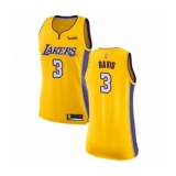 Women's Los Angeles Lakers #3 Anthony Davis Authentic Gold Basketball Jersey - Icon Edition