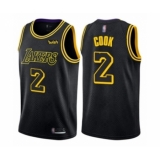 Youth Los Angeles Lakers #2 Quinn Cook Swingman Black Basketball Jersey - City Edition