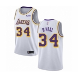 Men's Los Angeles Lakers #34 Shaquille O'Neal Swingman White Basketball Jerseys - Association Edition