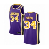 Men's Los Angeles Lakers #34 Shaquille O'Neal Authentic Purple Basketball Jerseys - Icon Edition