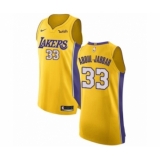 Men's Los Angeles Lakers #33 Kareem Abdul-Jabbar Authentic Gold Home Basketball Jersey - Icon Edition