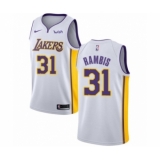 Men's Los Angeles Lakers #31 Kurt Rambis Authentic White Basketball Jersey - Association Edition
