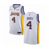 Men's Los Angeles Lakers #4 Byron Scott Authentic White Basketball Jersey - Association Edition