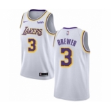 Men's Los Angeles Lakers #3 Corey Brewer Authentic White Basketball Jersey - Association Edition