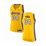 Women's Los Angeles Lakers #34 Shaquille O Neal Authentic Gold Home Basketball Jersey - Icon Edition