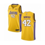 Youth Los Angeles Lakers #42 James Worthy Swingman Gold Home Basketball Jersey - Icon Edition