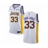 Youth Los Angeles Lakers #33 Kareem Abdul-Jabbar Swingman White Basketball Jersey - Association Edition