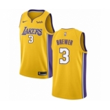 Youth Los Angeles Lakers #3 Corey Brewer Swingman Gold Home Basketball Jersey - Icon Edition