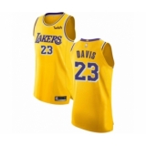 Men's Los Angeles Lakers #23 Anthony Davis Authentic Gold Basketball Jersey - Icon Edition
