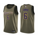 Youth Los Angeles Lakers #6 LeBron James Swingman Green Salute to Service Basketball Jersey