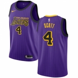 Men's Nike Los Angeles Lakers #4 Byron Scott Swingman Purple NBA Jersey - City Edition