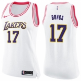 Women's Nike Los Angeles Lakers #17 Isaac Bonga Swingman White Pink Fashion NBA Jersey