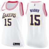 Women's Nike Los Angeles Lakers #15 Moritz Wagner Swingman White Pink Fashion NBA Jersey