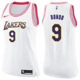 Women's Nike Los Angeles Lakers #9 Rajon Rondo Swingman White Pink Fashion NBA Jersey
