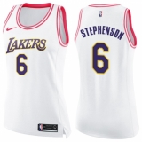 Women's Nike Los Angeles Lakers #6 Lance Stephenson Swingman White Pink Fashion NBA Jersey