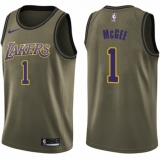 Men's Nike Los Angeles Lakers #1 JaVale McGee Swingman Green Salute to Service NBA Jersey