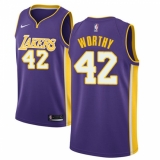 Women's Nike Los Angeles Lakers #42 James Worthy Swingman Purple NBA Jersey - Statement Edition