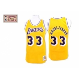 Men's Mitchell and Ness Los Angeles Lakers #33 Abdul-Jabbar Authentic Gold Throwback NBA Jersey
