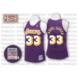 Men's Mitchell and Ness Los Angeles Lakers #33 Abdul-Jabbar Authentic Purple Throwback NBA Jersey