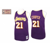 Men's Mitchell and Ness Los Angeles Lakers #21 Michael Cooper Authentic Purple Throwback NBA Jersey