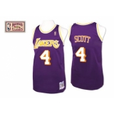 Men's Mitchell and Ness Los Angeles Lakers #4 Byron Scott Authentic Purple Throwback NBA Jersey