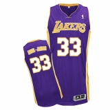 Men's Adidas Los Angeles Lakers #33 Abdul-Jabbar Authentic Purple Road NBA Jersey
