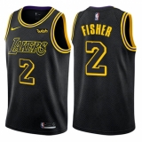 Men's Nike Los Angeles Lakers #2 Derek Fisher Authentic Black City Edition NBA Jersey
