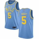 Men's Nike Los Angeles Lakers #5 Robert Horry Authentic Blue Hardwood Classics NBA Jersey