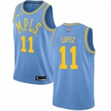 Men's Nike Los Angeles Lakers #11 Brook Lopez Authentic Blue Hardwood Classics NBA Jersey