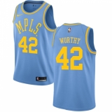 Women's Nike Los Angeles Lakers #42 James Worthy Authentic Blue Hardwood Classics NBA Jersey