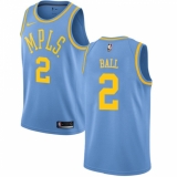 Men's Nike Los Angeles Lakers #2 Lonzo Ball Authentic Blue Hardwood Classics NBA Jersey