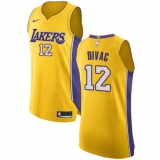 Men's Nike Los Angeles Lakers #12 Vlade Divac Authentic Gold Home NBA Jersey - Icon Edition