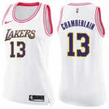 Women's Nike Los Angeles Lakers #13 Wilt Chamberlain Swingman White/Pink Fashion NBA Jersey