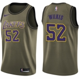Men's Nike Los Angeles Lakers #52 Jamaal Wilkes Swingman Green Salute to Service NBA Jersey