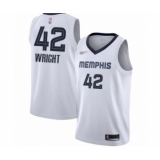 Men's Memphis Grizzlies #42 Lorenzen Wright Authentic White Finished Basketball Jersey - Association Edition