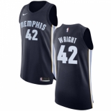 Women's Nike Memphis Grizzlies #42 Lorenzen Wright Authentic Navy Blue Road NBA Jersey - Icon Edition