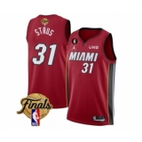 Men's Miami Heat #31 Max Strus Red 2023 Finals Statement Edition With NO.6 Stitched Basketball Jersey