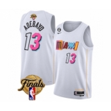 Men's Miami Heat #13 Bam Adebayo White 2023 Finals City Edition With NO.6 Stitched Basketball Jersey