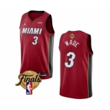 Men's Miami Heat #3 Dwyane Wade Red 2023 Finals Statement Edition Stitched Basketball Jersey