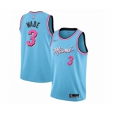 Men's Miami Heat #3 Dwyane Wade Swingman Blue Basketball Jersey - 2019 20 City Edition