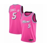 Men's Miami Heat #5 Derrick Jones Jr Pink Swingman Jersey - Earned Edition