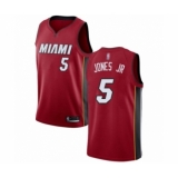 Men's Miami Heat #5 Derrick Jones Jr Authentic Red Basketball Jersey Statement Edition