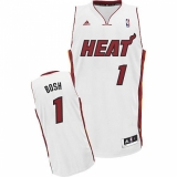 Men's Adidas Miami Heat #1 Chris Bosh Swingman White Home NBA Jersey