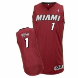 Men's Adidas Miami Heat #1 Chris Bosh Authentic Red Alternate NBA Jersey