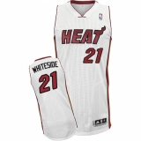 Men's Adidas Miami Heat #21 Hassan Whiteside Authentic White Home NBA Jersey