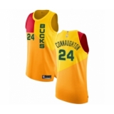 Men's Milwaukee Bucks #24 Pat Connaughton Authentic Yellow Basketball Jersey - City Edition
