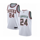 Men's Milwaukee Bucks #24 Pat Connaughton Authentic White Fashion Hardwood Classics Basketball Jersey