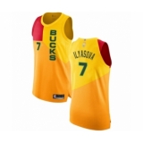 Men's Milwaukee Bucks #7 Ersan Ilyasova Authentic Yellow Basketball Jersey - City Edition