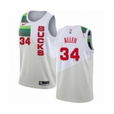 Men's Nike Milwaukee Bucks #34 Ray Allen White Swingman Jersey - Earned Edition