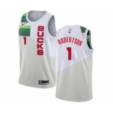 Men's Nike Milwaukee Bucks #1 Oscar Robertson White Swingman Jersey - Earned Edition